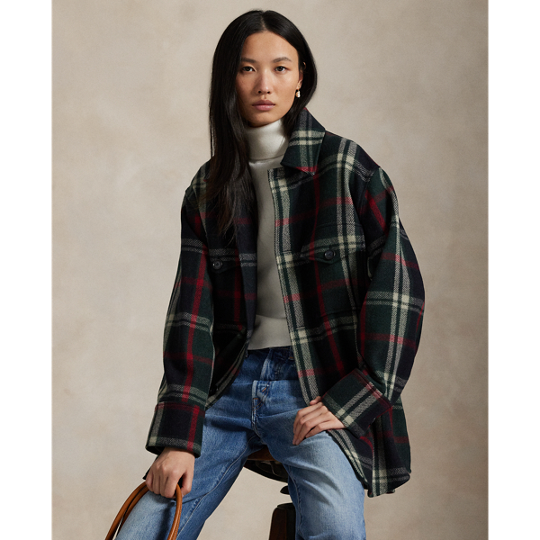 Ralph Lauren Plaid Wool-blend Twill Shirt Jacket In Multi
