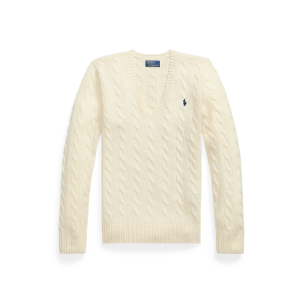 Pull col en V torsadé laine-cachemire - Polo Ralph Lauren - Modalova