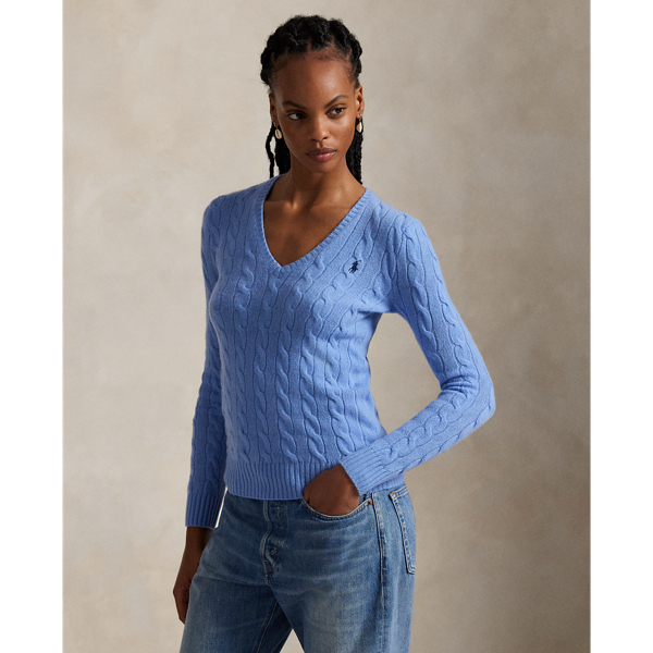 Pull col en V torsadé laine-cachemire - Polo Ralph Lauren - Modalova