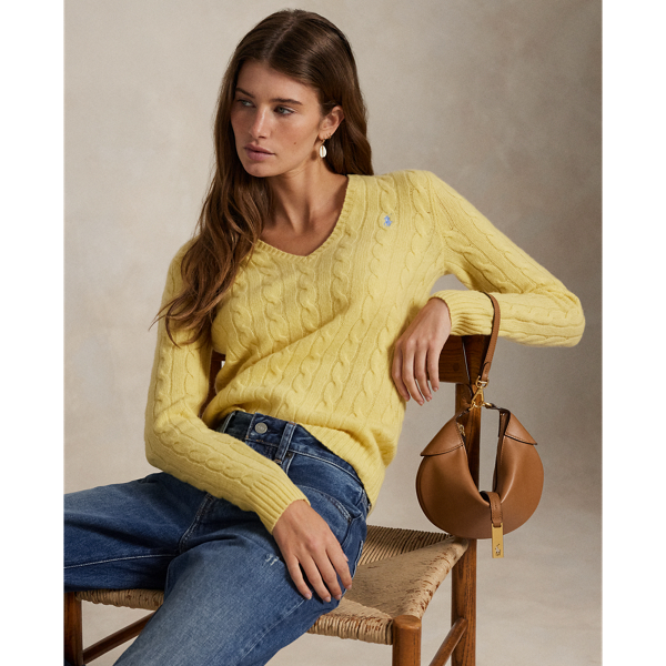 Pull col en V torsadé laine-cachemire - Polo Ralph Lauren - Modalova