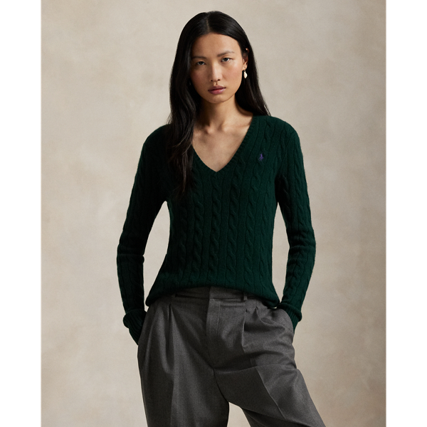 Pull col en V torsadé laine-cachemire - Polo Ralph Lauren - Modalova
