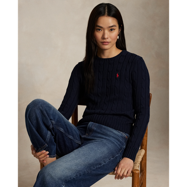 Pull torsadé à col rond en coton - Polo Ralph Lauren - Modalova