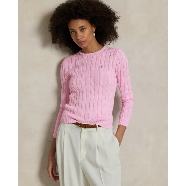 Ralph Lauren Heritage-inspired Cable Knit Jumper In Pink
