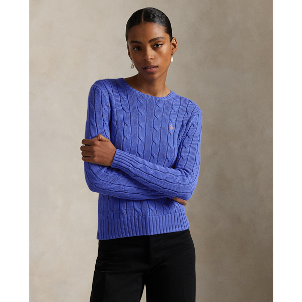 A Polo essential, this slim-fitting crewneck jumper is made with soft, combed cotton and showcases our signature cable-knit construction.