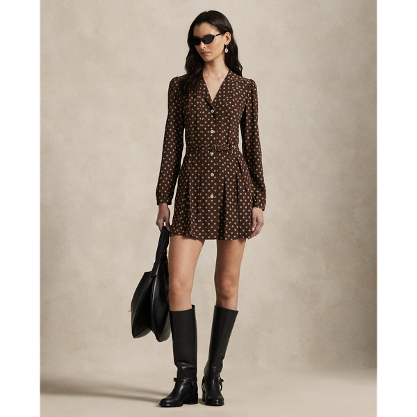 Ralph Lauren Printed Silk Mini Dress In Multi