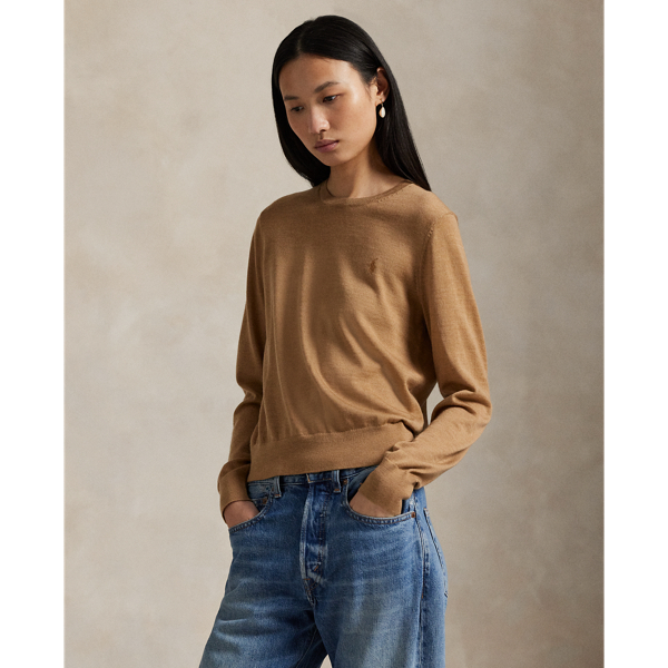 Ralph Lauren Wool Crewneck Sweater In Brown