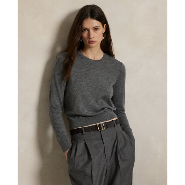 Ralph Lauren Wool Crewneck Sweater In Gray