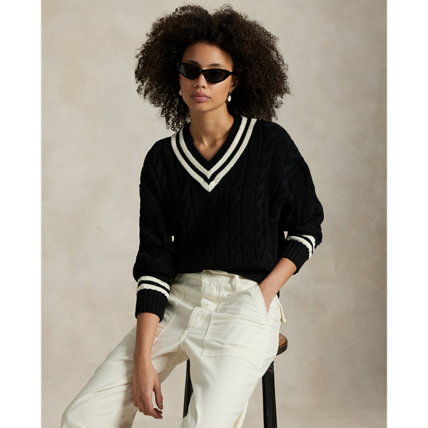 Pull de cricket en tricot d'Aran coton - Polo Ralph Lauren - Modalova