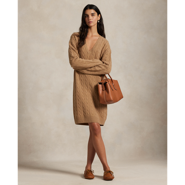 Robe-pull torsadée col V laine cachemire - Polo Ralph Lauren - Modalova