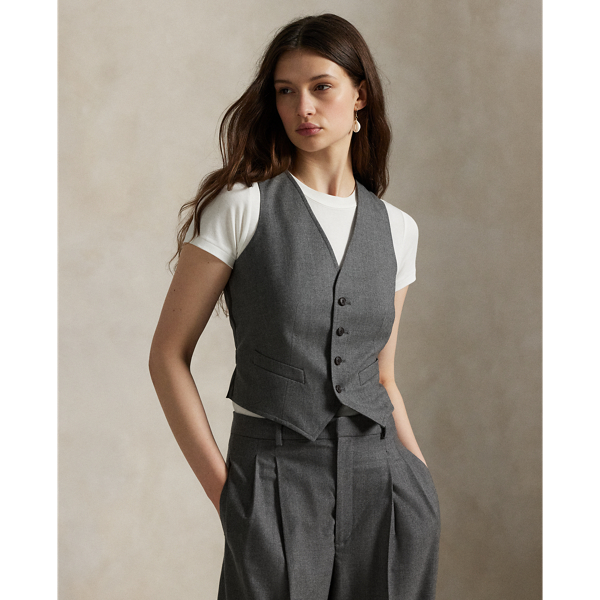 Ralph Lauren Wool-blend Buttoned Vest In Gray