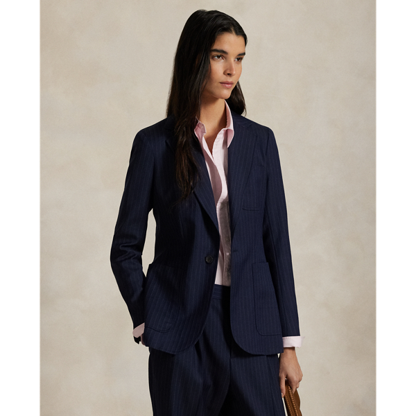 Ralph Lauren Single-breasted Pinstripe Blazer In Blue