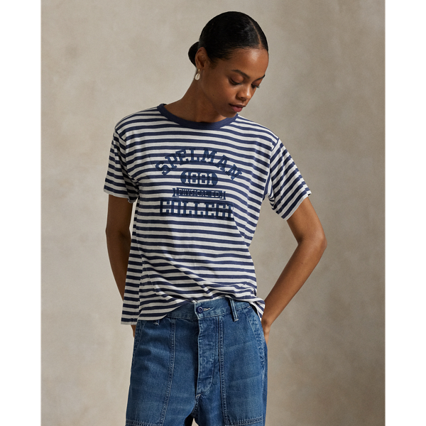 Ralph Lauren The Spelman College Striped Jersey Tee In Blue