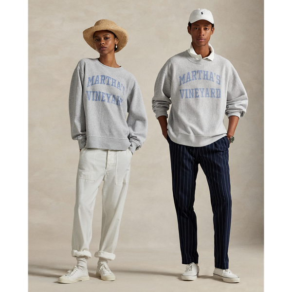 Ralph Lauren The Oak Bluffs Fleece Crewneck In Gray