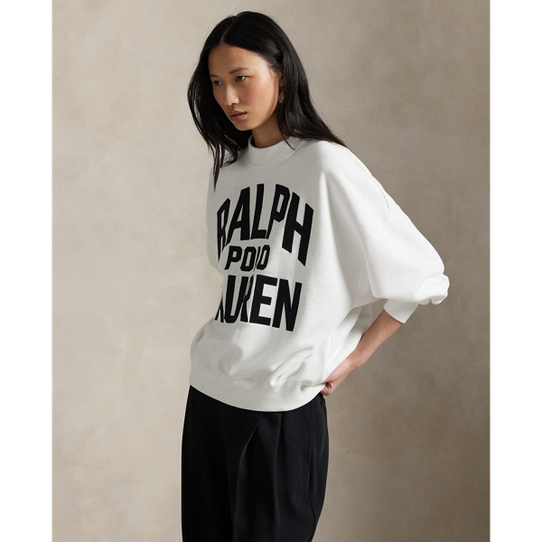 Ralph Lauren Satin Logo Fleece Crewneck In White