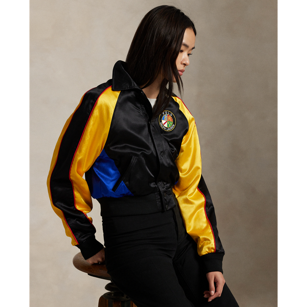 Ralph Lauren Satin Bomber Jacket In Multi
