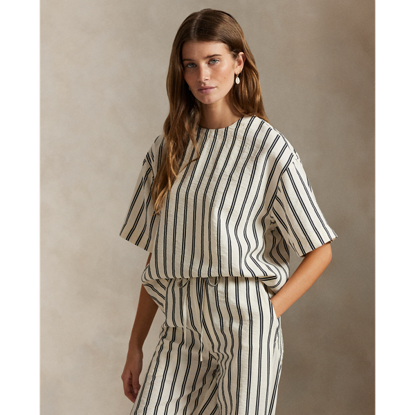 Ralph Lauren Striped Silk-blend Short-sleeve Top