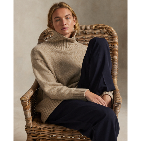 Ralph Lauren Wool-cashmere Turtleneck Sweater In Brown