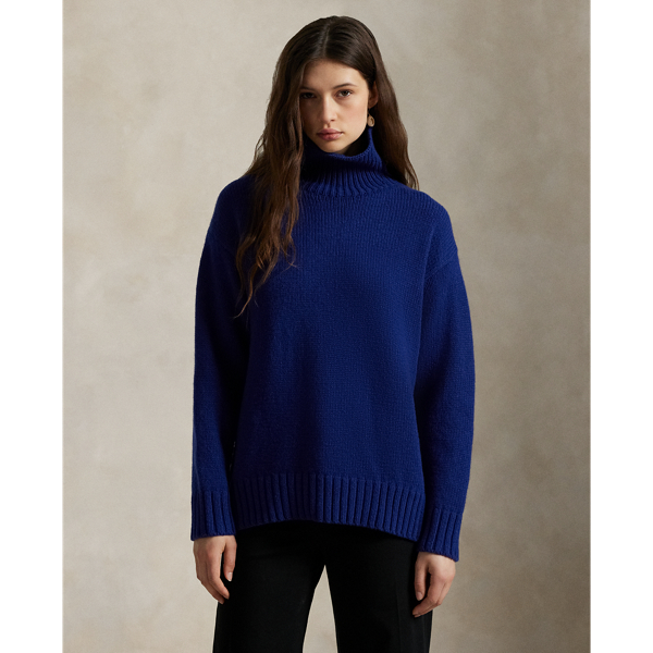Ralph Lauren Wool-cashmere Turtleneck Sweater In Blue