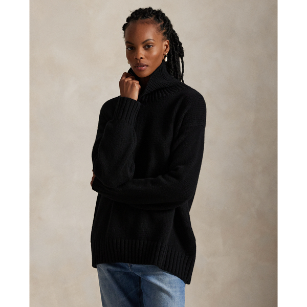 Ralph Lauren Wool-cashmere Turtleneck Sweater In Black