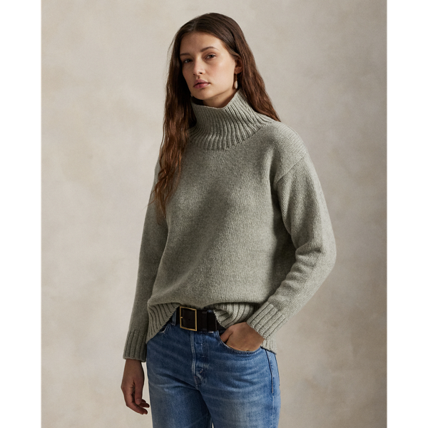 Ralph Lauren Wool-cashmere Turtleneck Sweater In Gray