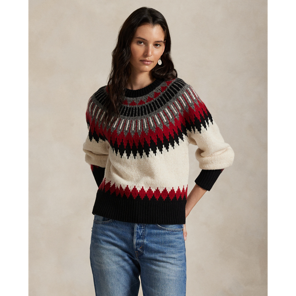Ralph Lauren Fair Isle Wool-cashmere Sweater In Black