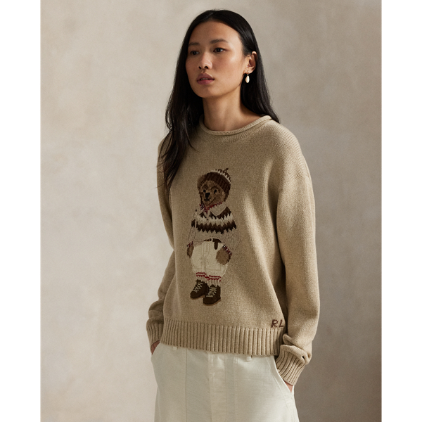Ralph Lauren Almond Crewneck Logo Sweater In Neutral