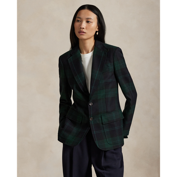Ralph Lauren Single-breasted Plaid Wool Blazer In Multi