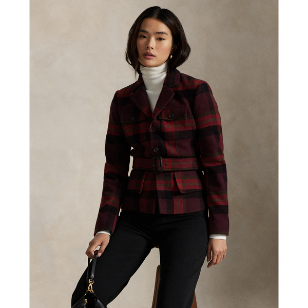 Ralph Lauren Belted Tweed Jacket In Multi