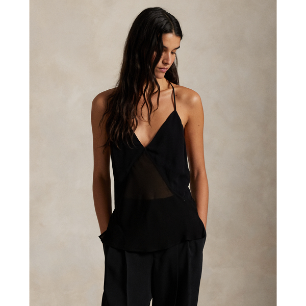 Ralph Lauren Sheer-paneled Camisole In Black