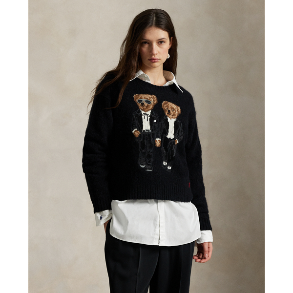 Ralph Lauren The Ralph & Ricky Tuxedo Bear Sweater In Black