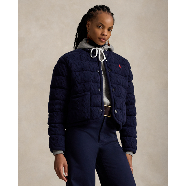 Cable Wool-Cashmere Snapped Jacket