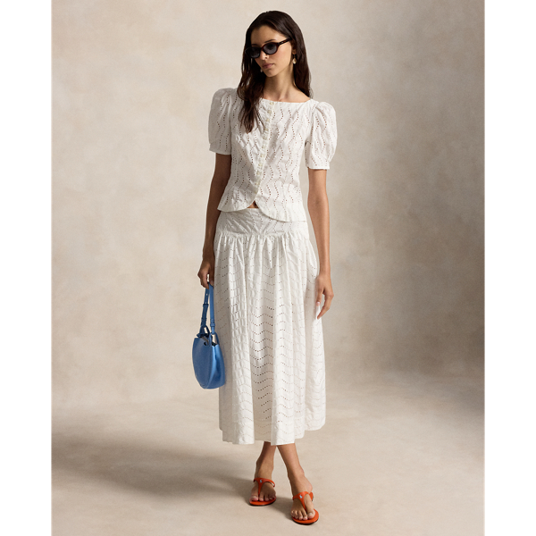 Cotton Eyelet Maxi Skirt