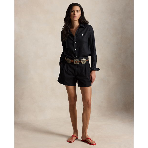 Ralph Lauren Pleated Cotton Short In Polo Black