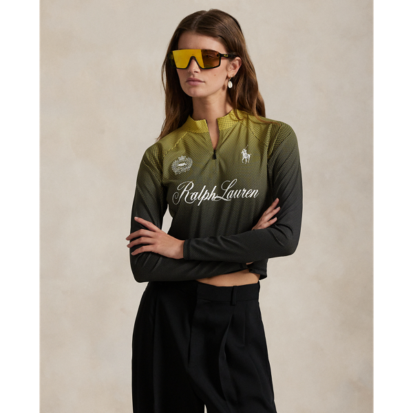 Ralph Lauren Graphic Cropped Quarter-zip In Green