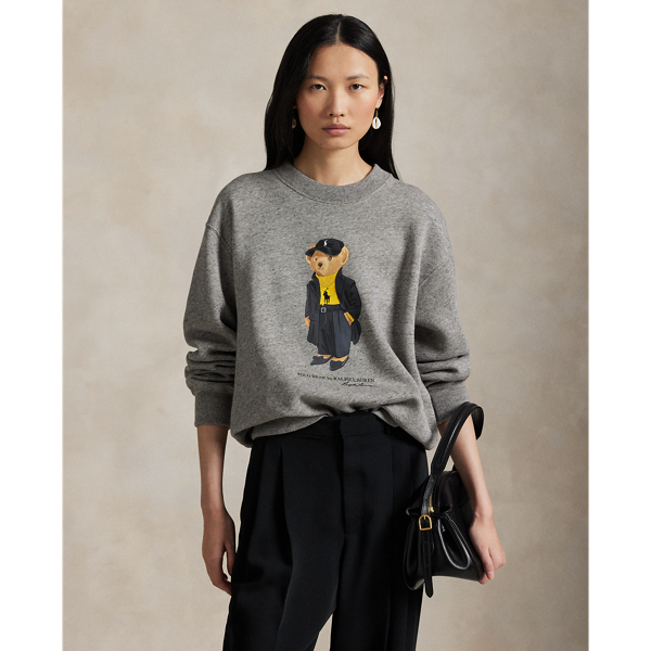 Ralph Lauren Polo Bear Fleece Crewneck In Gray