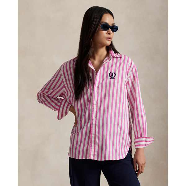 Ralph Lauren Us Open Oversize Fit Striped Shirt In Pink