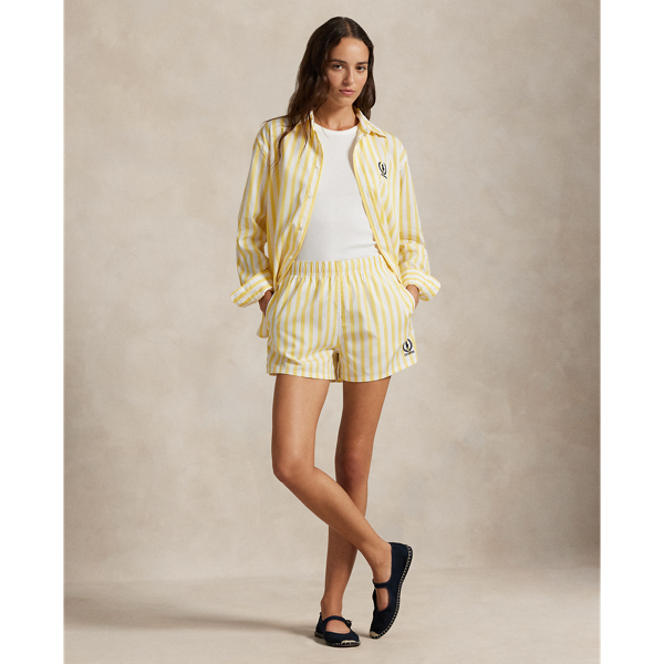 Ralph Lauren Us Open Striped Cotton Short In Yellow