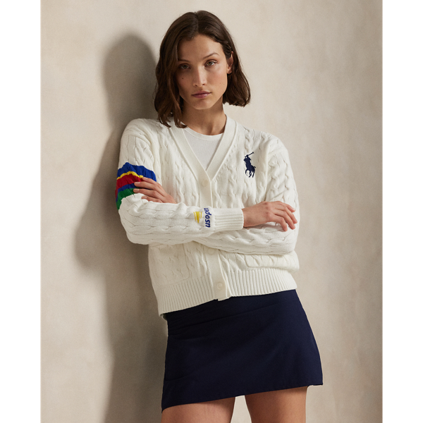 Ralph Lauren Us Open Umpire Cable-knit Cardigan In Multi