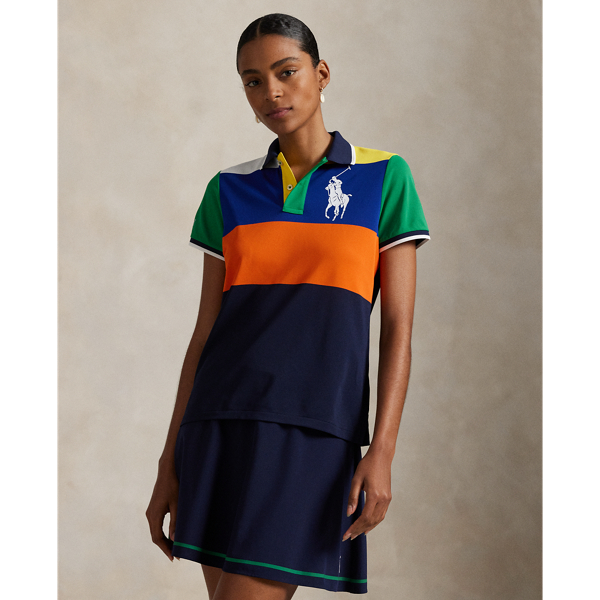 Ralph Lauren Us Open Color-blocked Piqué Polo Shirt In Multi
