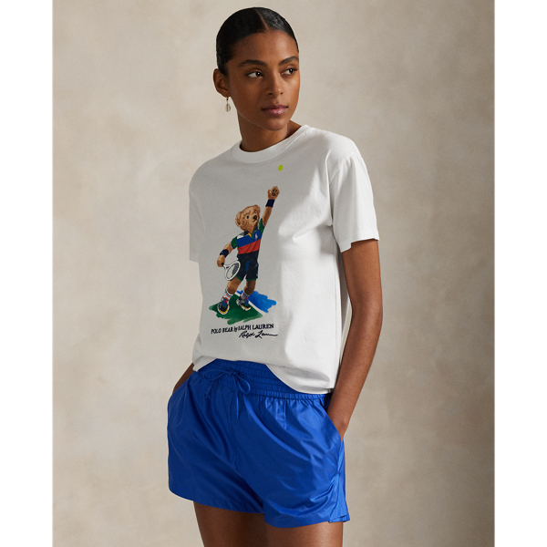 Ralph Lauren Us Open Polo Bear Jersey Tee In White