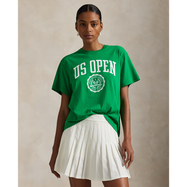 Ralph Lauren Us Open Crest Logo Jersey Tee In Green
