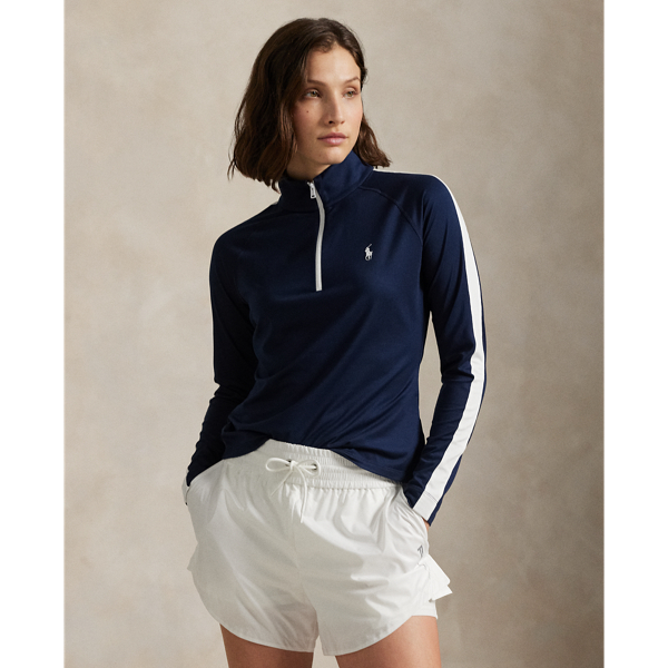 Ralph Lauren Us Open Jersey Half-zip In Blue