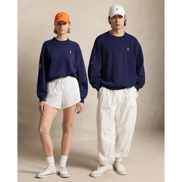 Polo Ralph Lauren Us Open Fleece Crewneck In Refined Navy In Blue