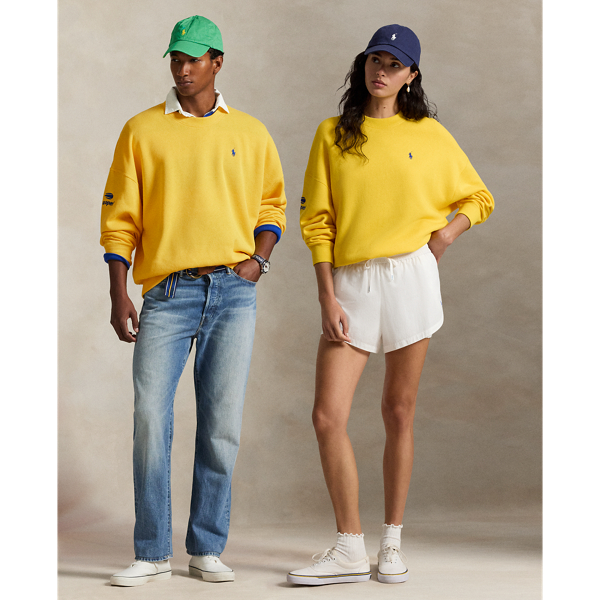 Polo Ralph Lauren Us Open Fleece Crewneck In Racing Yellow