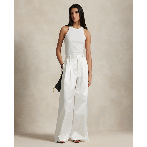 Ralph Lauren Pleated Satin Wide-leg Pant In White