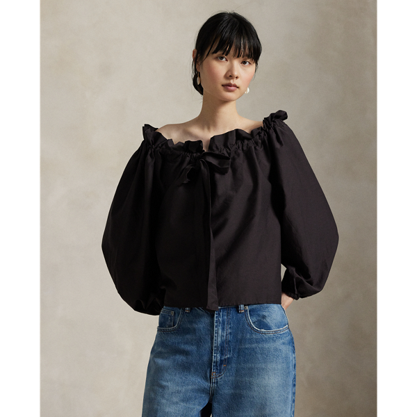 Off-the-Shoulder Cotton-Silk Blouse