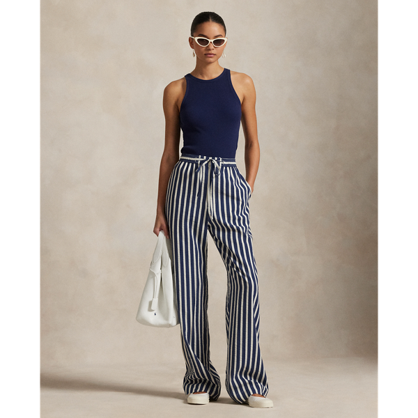 Striped Silk-Blend Wide-Leg Trouser - Polo Ralph Lauren - Modalova