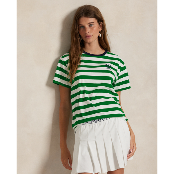 Ralph Lauren Us Open Striped Jersey Tee In Green