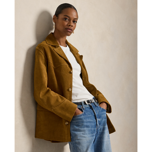 Ralph Lauren Western Suede Jacket In Brown