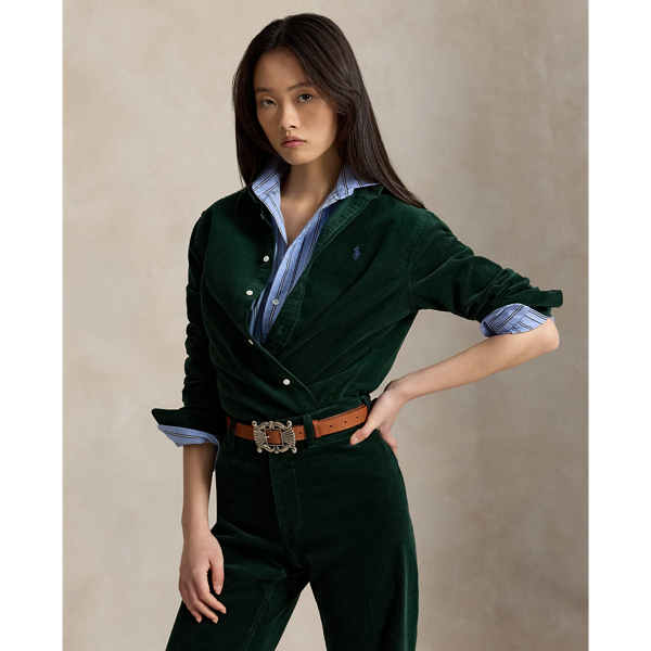 Camicia in Velluto di Cotone Ralph Lauren Classic-Fit
